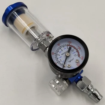 1/4 Дяволът Air Pressure Regulator Gauge Spray Tool & In-Line Water Trap Filter Oil-Water Separator Пневматичен Инструмент