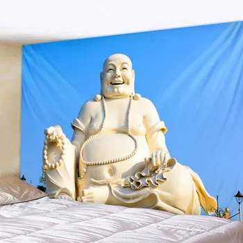 Триизмерна статуя на Буда изкуството на Мандала печатни полиестер гоблен, с монтиран на стената за декорация на дома дневна спалня офис