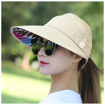 Открит жени Sun Hat къмпинг туризъм катерене Риболов Cap Sunhat сгъваем широка периферия плаж шапки UV пътуване дами флопи шапки