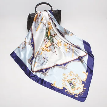 Шал шал за дамите сатен. → шал дамски модни шалове за жените Шал коприна печат луксозен марка квадратна кърпа 90*90 см