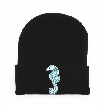 LDSLYJR Seahorse Animal бродерия удебелена вязаная шапка зимна топла шапка Skullies cap шапка шапка за мъже и жени 317