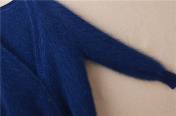 Топ mujer секси v-образно деколте и средна дължина на стандартен норковый вълнен вязаный пуловер Ангорский заек кожени якета Дамски пролетни блузи, палта