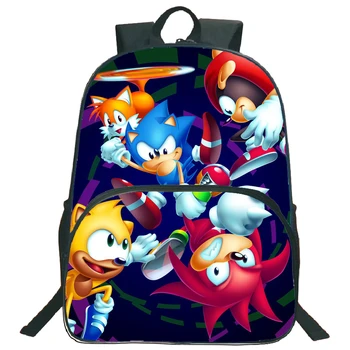 16-инчов дете Mochila Sonic училище раница карикатура Bookbag за момчета момичета деца тийнейджър раница, чанта деца начална училищна чанта