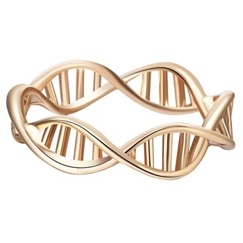 Нов модерен ДНК верига мъжки пръстен дамски пръстен обикновен пръстен метал в позлатен пръстен аксесоари партия бижута