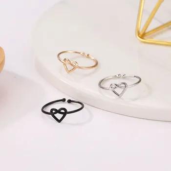 Нови розово злато регулируеми пръстени за жени, мода отваряне на пръстена на жената годежен пръстен дамски бижута във формата на сърце годежен пръстен Gi