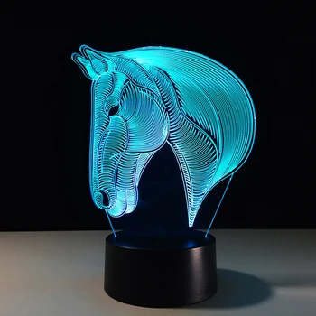 Кон спалня 3D илюзия LED Night Light промяна на цвета сензорен настолна лампа, маса L15