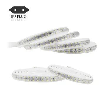 AC220V Strip Light LED Лента Ledstrip Светлини High Brightness 180Leds/М водоустойчива лента бяла/топло бяла светлина Stripe EU Plug JQ