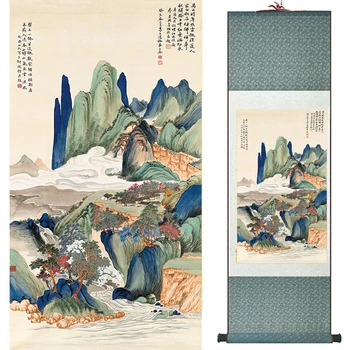 пейзаж живопис украса домашен офис китайски свитък живопис на планината и реката живопис 19050901