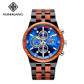 КУНЬХУАН 2020 мъжки дървени часовници мода светещи Спортни кварцови часовници мъжки ръчен часовник човек подарък Reloj Hombre Relogio Masculino