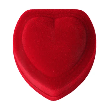 Мини Дисплей Мода Опаковъчна Хартия Пръстен За Съхранение На Багаж Елегантен Сладък Магазин Червено Във Формата На Сърце Бижутериен Калъф