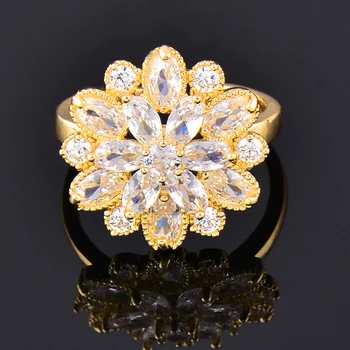 SINLEERY серия бижута Циркон Ледено цвете, пръстени регулируем размер rose gold цвят жени сватбени аксесоари JZ686 SSA