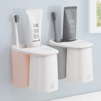 1 компл. магнитна баня набор от нещастници притежателя на четка за зъби с чаша за миене на висящи рафтове за съхранение на семейни аксесоари за баня