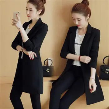 Мода дами есен 2020 пролет нова корейска версия на дългия абзац малък костюм женски тънък женски див темперамент МС
