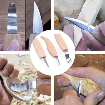 7шт дърворезба набор от инструменти за дърворезба лъжица 3 ножа на руло инструмент кожа деревообрабатывающее плавателни съдове с устойчиви на нарязан-устойчиви ръкавици