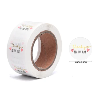 500pcs/roll Round Thank You Sticker Scrapbooking For Package Seal Labels Custom Sticker Decoration Wedding Stickers