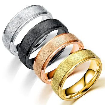 Високо качество на мода прост търкане от неръждаема стомана, Дамски пръстени с ширина 4-6 мм rose gold цвят на пръст подарък за момичета бижута k01-5