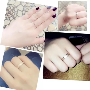 Високо качество на мода прост търкане от неръждаема стомана, Дамски пръстени с ширина 4-6 мм rose gold цвят на пръст подарък за момичета бижута k01-5