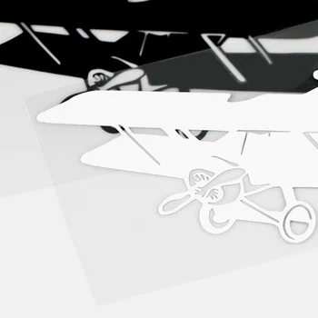YJZT 15 х 8 см биплан неподвижно крило на самолет прозорец на шофьора винилови етикети стикери кола самолет черен / сребрист 10A-0603
