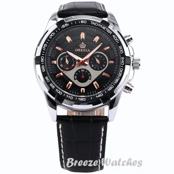 MG. ORKINA черна кожена каишка удароустойчив водоустойчив relogios Sport Watch Looking Luxury Watch horloges mannen