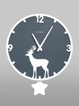 Скандинавските творчески стенни часовници махалото безшумен абстрактни стенни часовници мода Модерна баня Horloge Murale Bois маятниковые часовници AA50WC