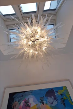 Икономия на енергия оптовое ръчно муранское кристал Crystal White LED Hanging Осветление за декориране на дневната