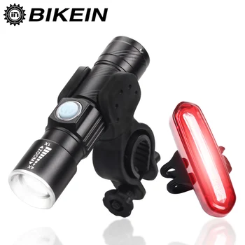 Пътен под наем Led предни фенер + задна светлина USB Акумулаторна планинско колоездене волана светлина скоба Колоездене МТБ аксесоари за велосипеди
