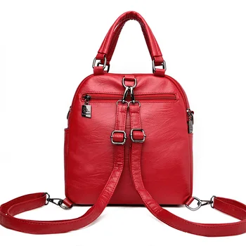 Чист стил изкуствена кожа teen раница плътен цвят квадратни чанти Packbag за жени просто случаен дизайнер пътуване Back Pack