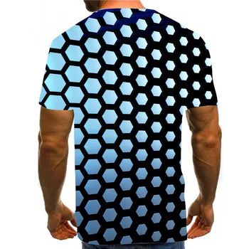Мъжки графични тениски 3D Print Shirt Pattern върховете абстрактни тениски син