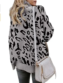 2020 есен/зима чист цвят европейската и американската мода нов леопардовый принт поло мода улица на нови пуловери за keepwarm