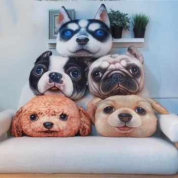 3D печат творчески реалистичен животно, тапицирана седалка, разтегателен въздушна Възглавница реалистични кучета кукла деца меки плюшени животни Хелоуин подарък