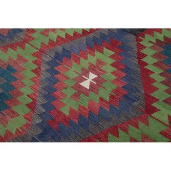 181x279 см зелен ръчен килим, ориенталски килим-6x9 фута