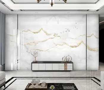 3D тапети модерен прост джаз бяло злато мрамор пейзаж снимка стенописи Дневна Спалня Home Decor тапети
