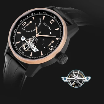 SEA-GULL Business Watches мъжки механичен часовник календар на 50 м водоустойчива кожа Валентин подаръци мъжки часовник 219.327