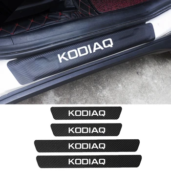 За Skoda Kodiaq 2017 2018 2019 2020 4шт изкуствена кожа въглеродни влакна вратата на колата праг на праг протектор стикер на кутията аксесоари