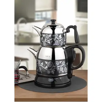 Семеен размер на 3,4 литра Özkent K662 лилаво черно от неръждаема стомана, електрически турски coffee coffee maker машина самовар