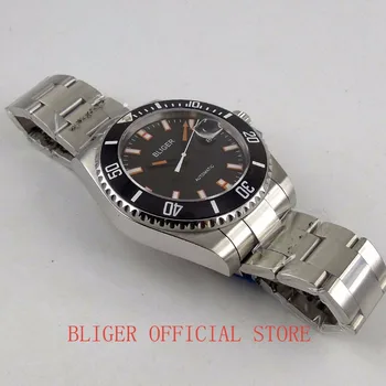 Популярни твърди 43 мм мъжки часовник черен циферблат керамични bezel сапфирен кристал механизъм Miyota 8215 самостоятелно ликвидация ръчен часовник 173