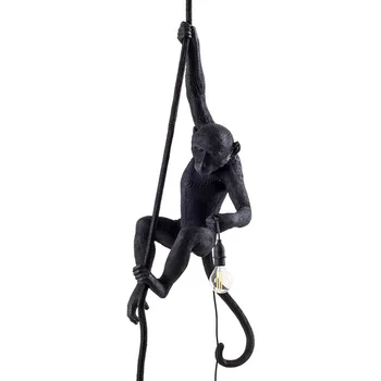 Модерна Черна маймуна коноп въже окачен лампа мода е просто изкуство северни реплика смола Seletti виси маймуна лампа XU