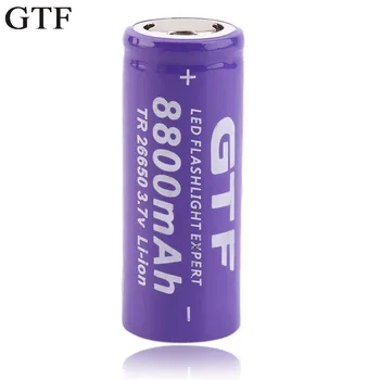 GTF 1бр 3.7 V 26650 8800mAh литиево-йонна акумулаторна батерия за led фенерче Фенерчето литиево-йонна плоска батерия drop shipping
