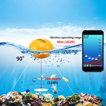 Преносим 36 м/118 метра дълбочина безжичен отдалечен Рыбоискатель сонар сензор море, езеро детектор на риба сонар за iOS и Android