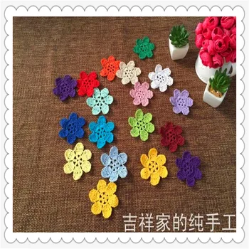 12 снимка 7 cm цветна мода памук плетене на една кука плат, дантела, Коприна цветя като новост за декорация на дома аксесоари