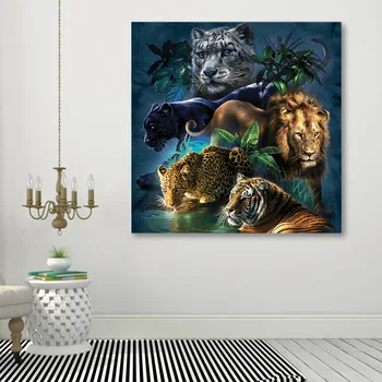 Пълен квадратен Диамант бродерия комплект животни 5D САМ Диамант живопис тигър, лъв, леопард кръстат бод планински кристал декор на мозайка