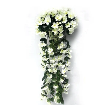 Нов Лилави Изкуствени Цветя, Украса За Моделиране На Стената Висеше Кошница Цвете Орхидея Копринени Цветя Лозя