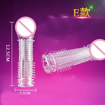 Спайк презерватив оребрена стимулация на точката G пенис забавяне на еякулацията частица секс играчка удължител ръкав винт вибратор вибратор за жени