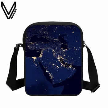 VEEVANV Five Continents Night Landscape Messenger чанти, пътни чанти за рамо за мъжете ежедневни мини-лоскутные чанти Безплатна доставка