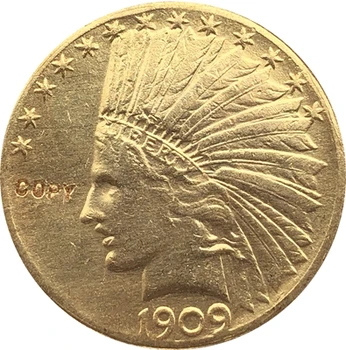 24-K позлатени 1909 $10 златни Индийски половината Орел монета копие Безплатна доставка