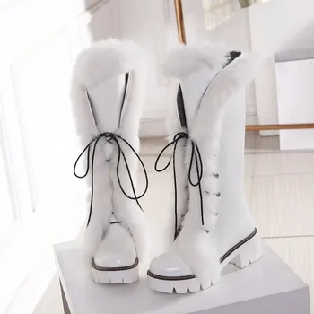 SunNY Everest women shoes женски бели ботуши зима 2020 платформа, както и размера на дебели високи токчета топли нескользящие размери 34-43