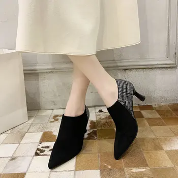 Мартин ботуши Дамски обувки на висок ток, големи модни дамски ботуши на висок ток млади дами ботильоны зимни Zapatos De Mujer