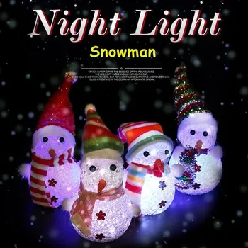 Мини Снежен човек светлина Коледен подарък за Коледа цветна светкавица детска играчка Начало настолни украса