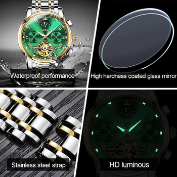 OLEVS водоустойчиви мъжки часовници механични Top Brand Dress Luxury moon Watch Hublot Часовници Реплика For Man Gmt Mechanical Watch