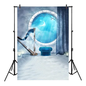 Mehofoto винил фотографски фонове за фото студио Blue Sky Moon Curtain Photo Background доставя подпори Photophone